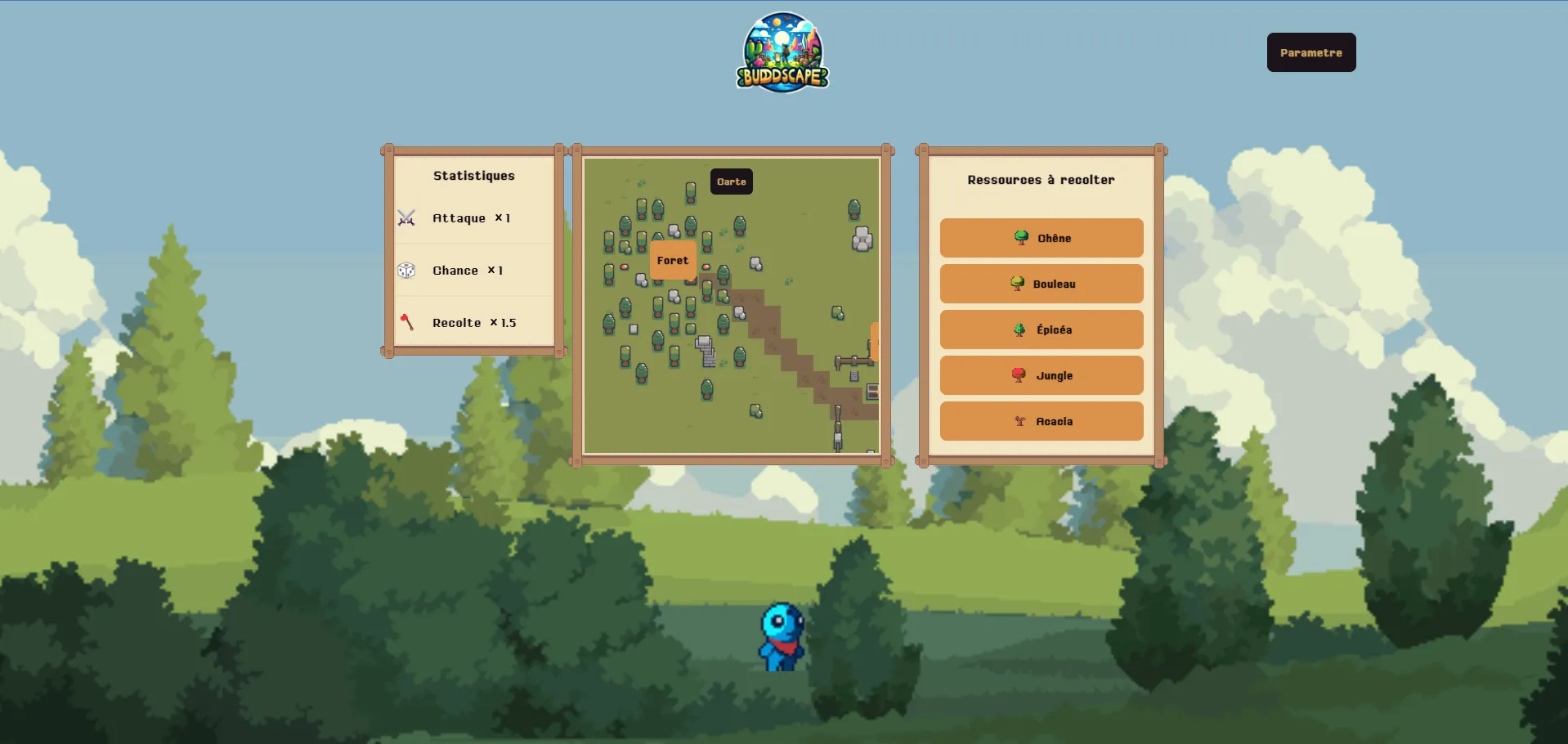 Buddscape - écran de jeu