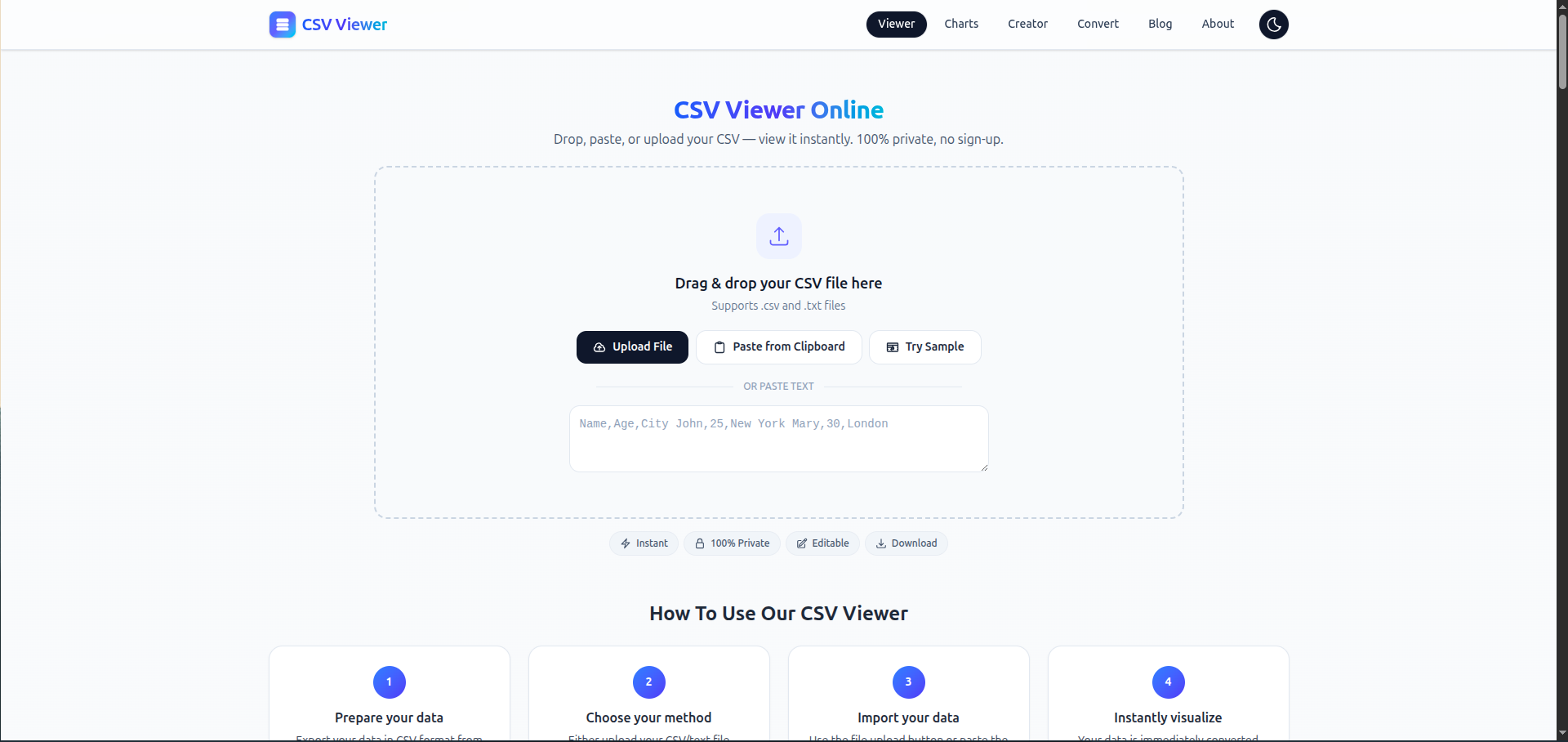 Aperçu de CSV Viewer Online