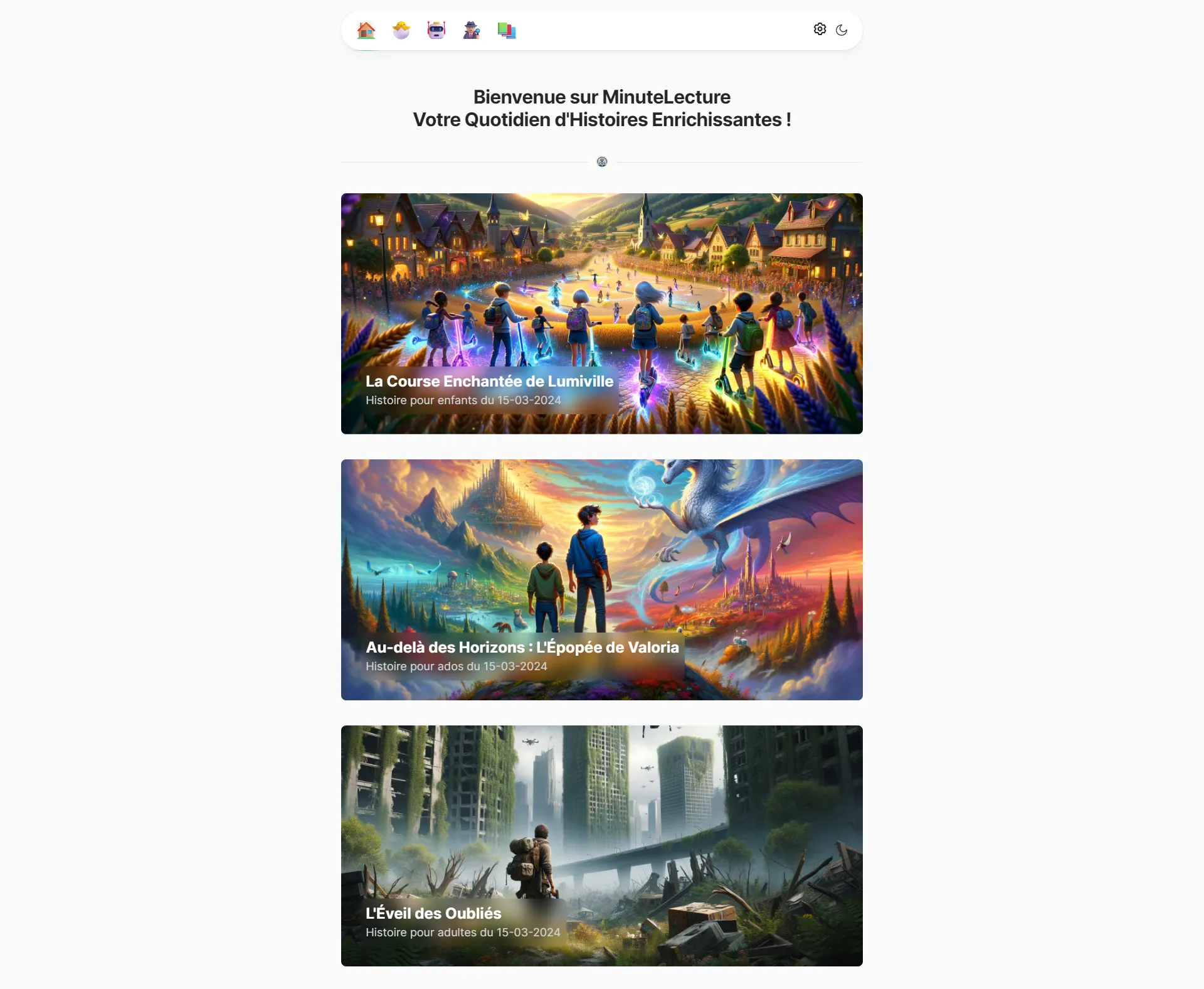 Capture du projet Minute Lecture