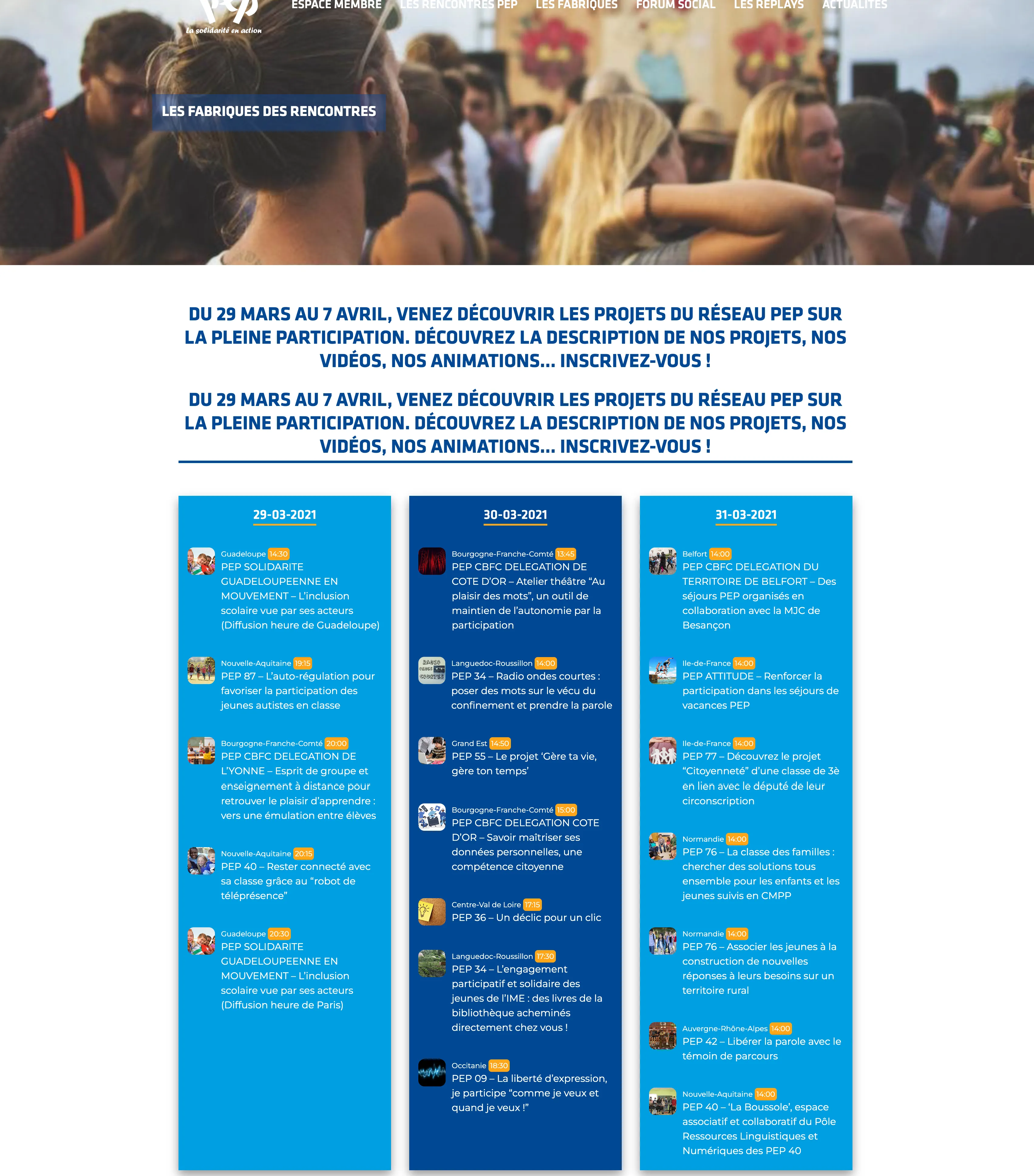 Les Rencontres PEP - conférences